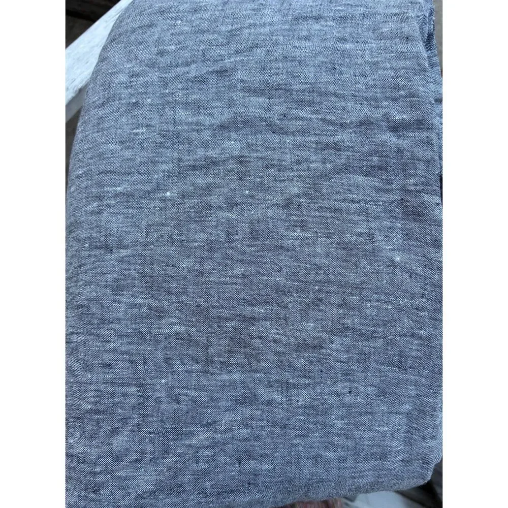 WEST ELM Blue Gray 100% Linen Queen Flat Top Sheet Size 102 x 90